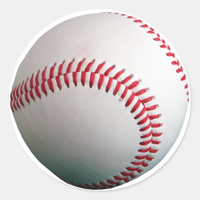 Baseball mit rotem Stich Runder Aufkleber (Vorderseite)