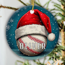 Baseball mit Santa-Hut-Schneeflocken