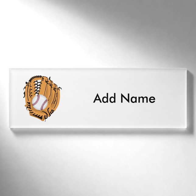 Baseball-Mitt und Ball Namenschild (Vorderseite)