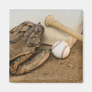 Baseball, Mitt und Schläger auf Basis Magnet