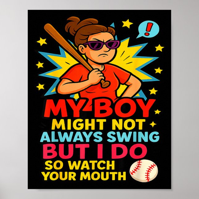 Baseball Mom Funny Quote For Mother's Day Gift  Poster (Vorne)