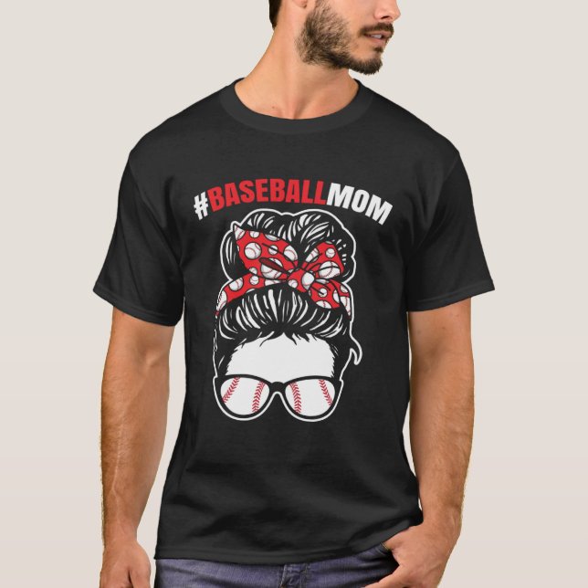 Baseball Mom Messy Bun Game Changer  Cool Mother T-Shirt (Vorderseite)