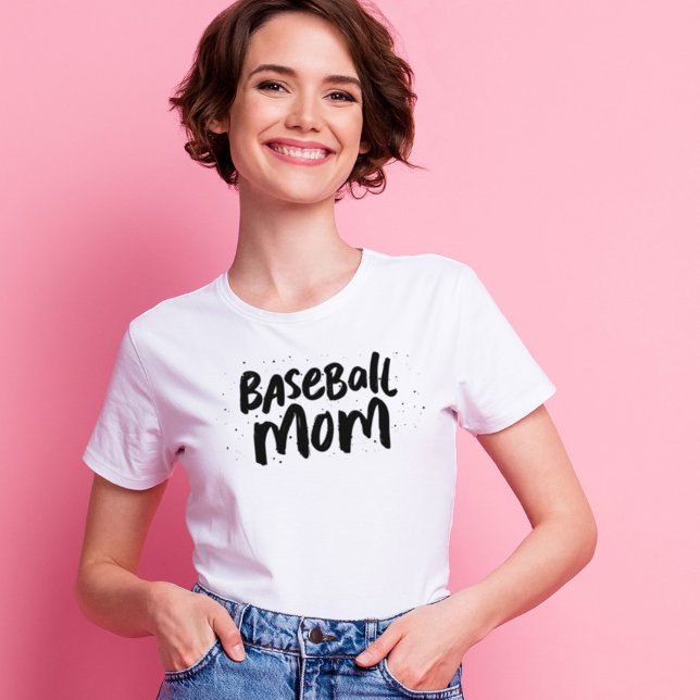 Baseball Mom trendy personalisierter schwarzer Typ T-Shirt (Von Creator hochgeladen)
