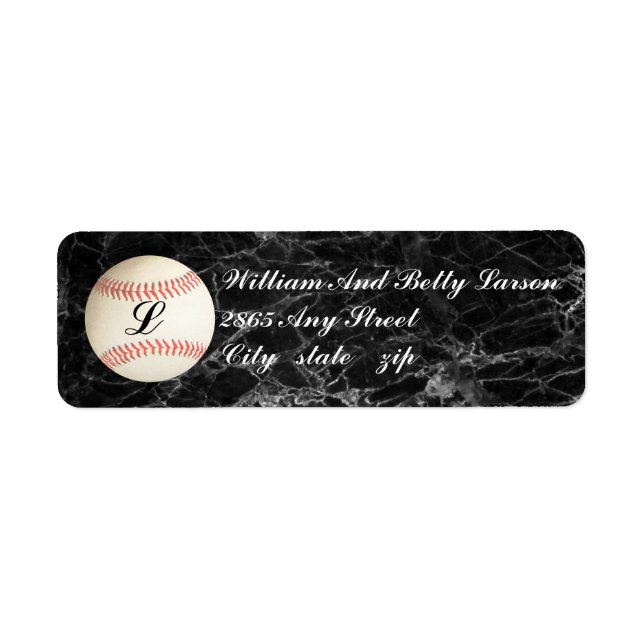 BASEBALL MONOGRAMMÉ, - ÉTIQUETTES D'ADRESSE DE RET (Devant)