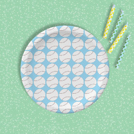 Baseball-Muster Blaue Papierplatte Pappteller