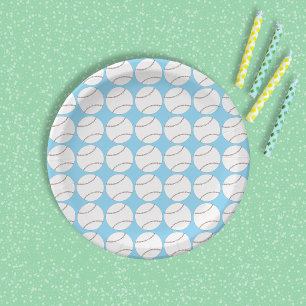 Baseball-Muster Blaue Papierplatte Pappteller