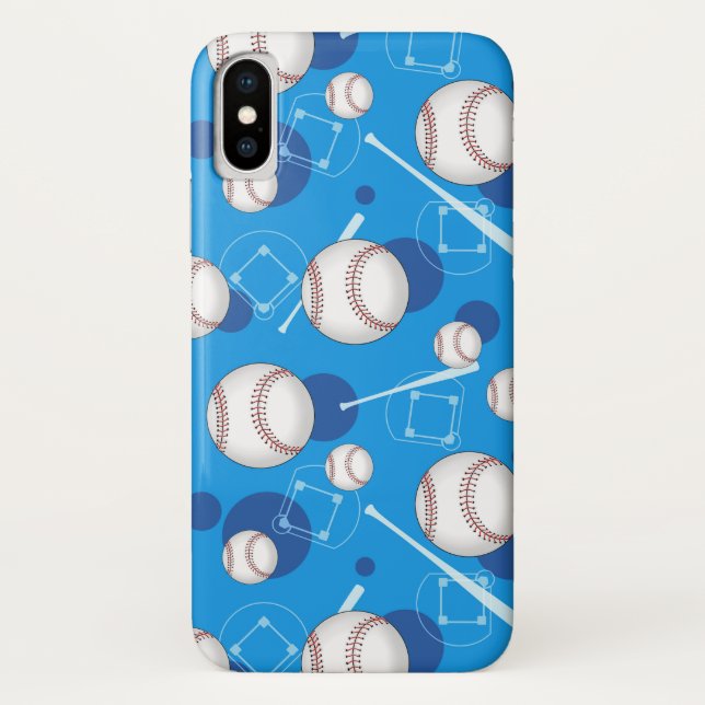 Baseball-Muster blauer iPhone X Kasten Case-Mate iPhone Hülle (Rückseite)