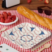 Baseball Muster Blue Paper Tellers Party Lieferumf