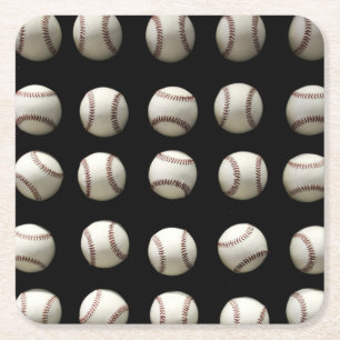 Baseball-Muster Rechteckiger Pappuntersetzer