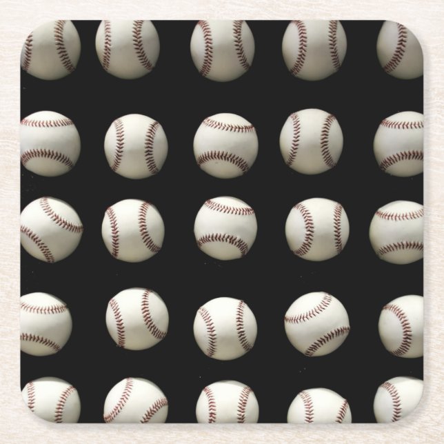 Baseball-Muster Rechteckiger Pappuntersetzer (Vorderseite)