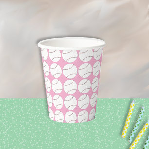 Baseball-Muster Rosa Papiertasse Pappbecher