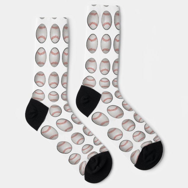 Baseball-Muster weißer Hintergrund Socken (Rechts)