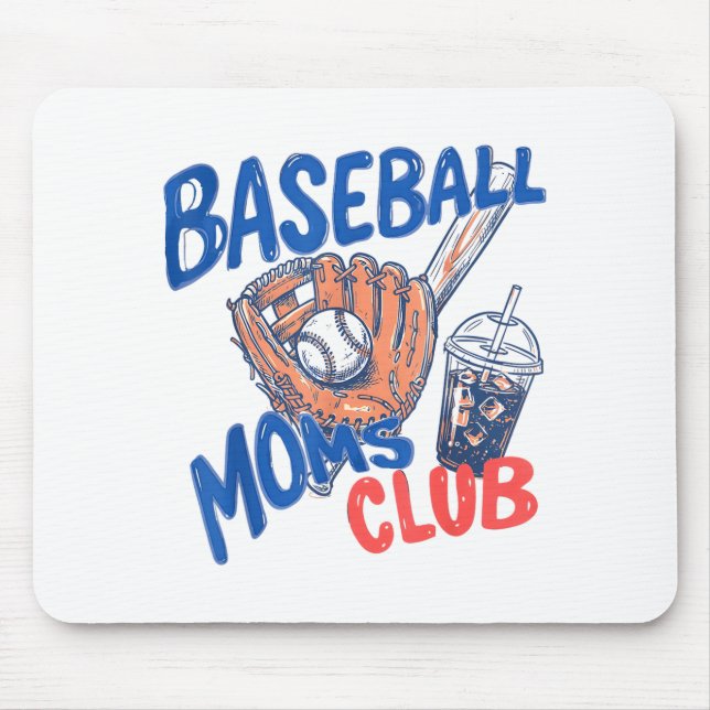 Baseball-Mütter-Club Eiskaffee & Handschuh Sport Mousepad (Vorne)