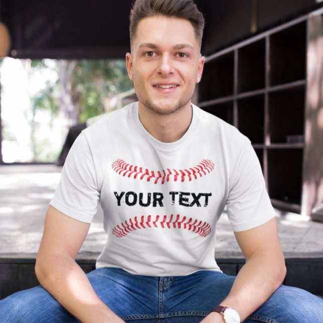 Baseball Naht Spieler/Coach Benutzerdefiniertes Te T-Shirt (Baseball custom text t-shirt)