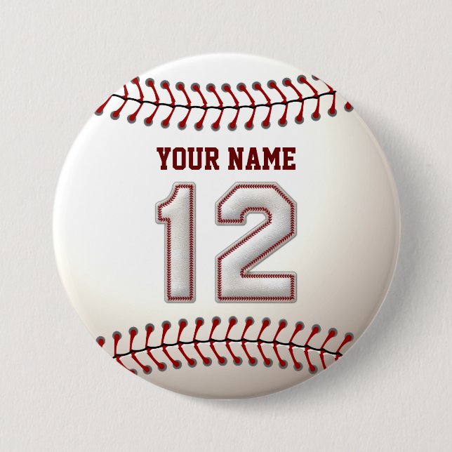Baseball näht Spieler Nr. 12 und individuellen Button (Vorderseite)