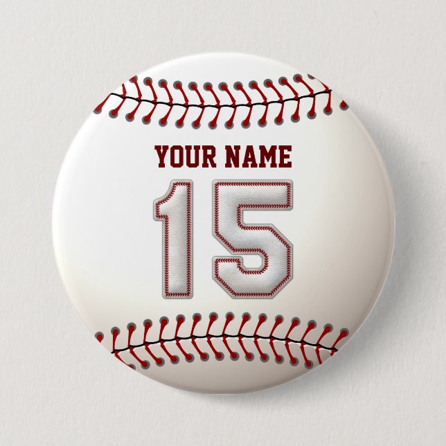 Baseball näht Spieler Nr. 15 und individuellen Button (Vorderseite)