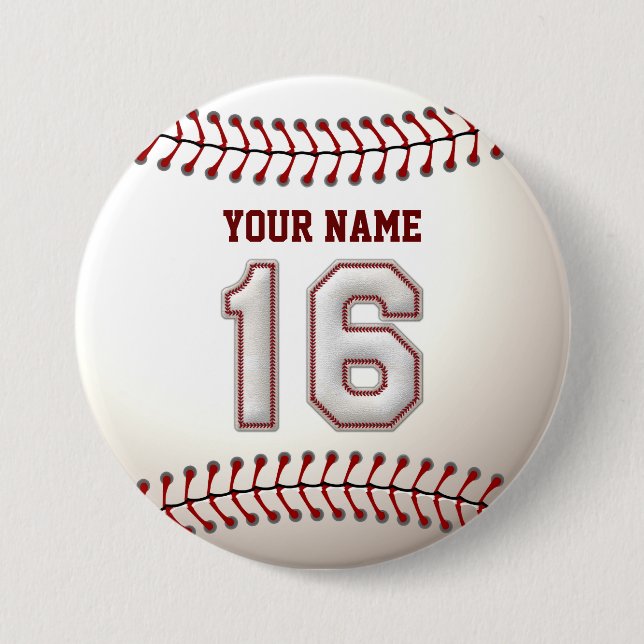 Baseball näht Spieler Nr. 16 und individuellen Button (Vorderseite)