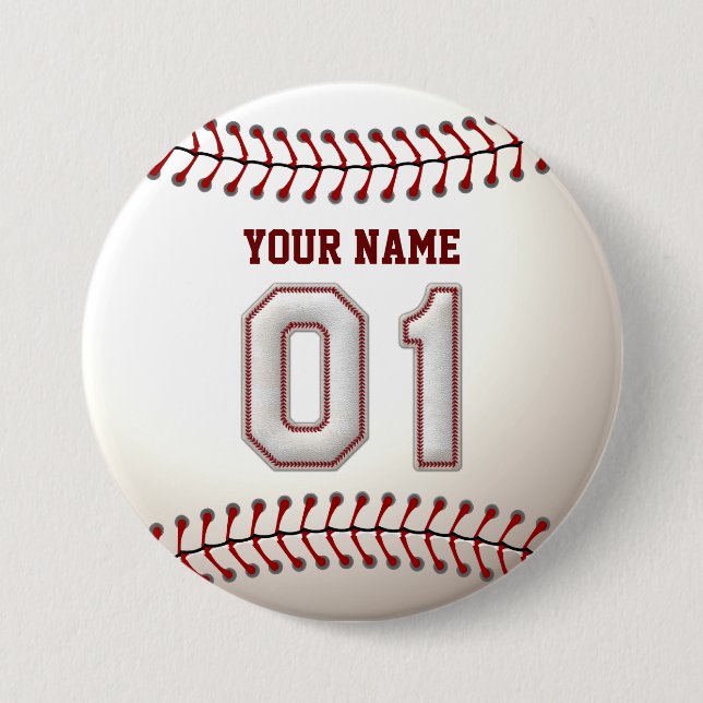 Baseball näht Spieler Nr. 1 und individuellen Button (Vorderseite)