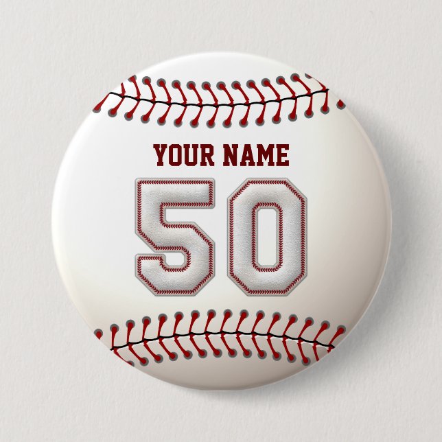Baseball näht Spieler Nr. 50 und individuellen Button (Vorderseite)