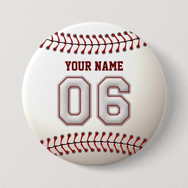 Baseball näht Spieler Nr. 6 und individuellen Button (Vorderseite)