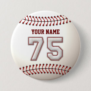 Baseball näht Spieler Nr. 75 und individuellen Button