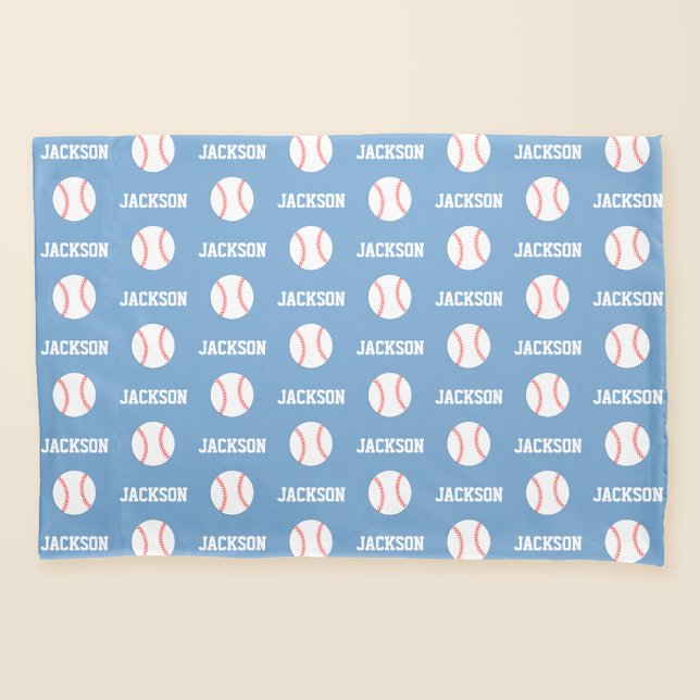 Baseball Name Muster Light Blue Kissenbezug (Von Creator hochgeladen)
