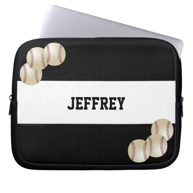 Baseball, Name, Schwarzweiß-Computer Laptopschutzhülle (Vorderseite)