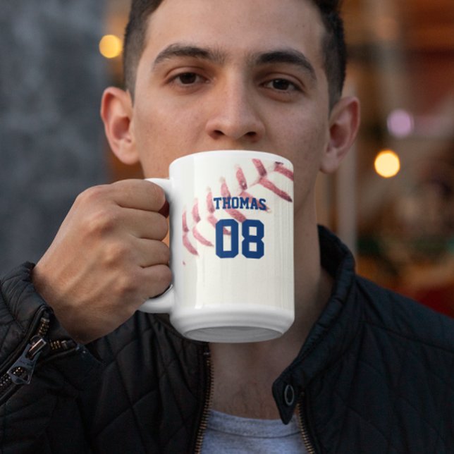 Baseball-Name und -Nummer Personalisiert Zweifarbige Tasse (Von Creator hochgeladen)