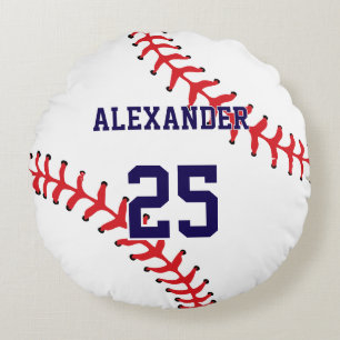 Baseball Name und Nummer Rundes Kissen