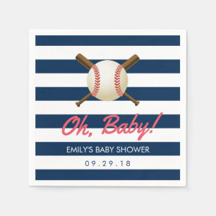 Baseball Navy Blue Stripes Sports Baby Dusche Serviette
