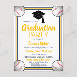 Baseball Navy & Gold Graduation Party Einladungspostkarte