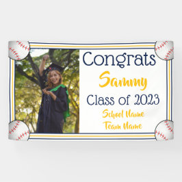 Baseball Navy & Gold One Foto Abschluss Banner