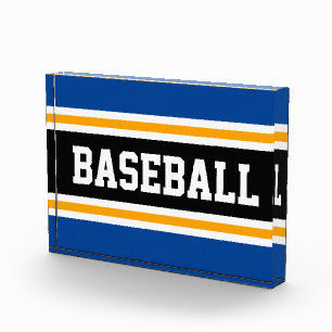 BASEBALL Navy Schwarz-weiß Gelbe Streifen Fotoblock