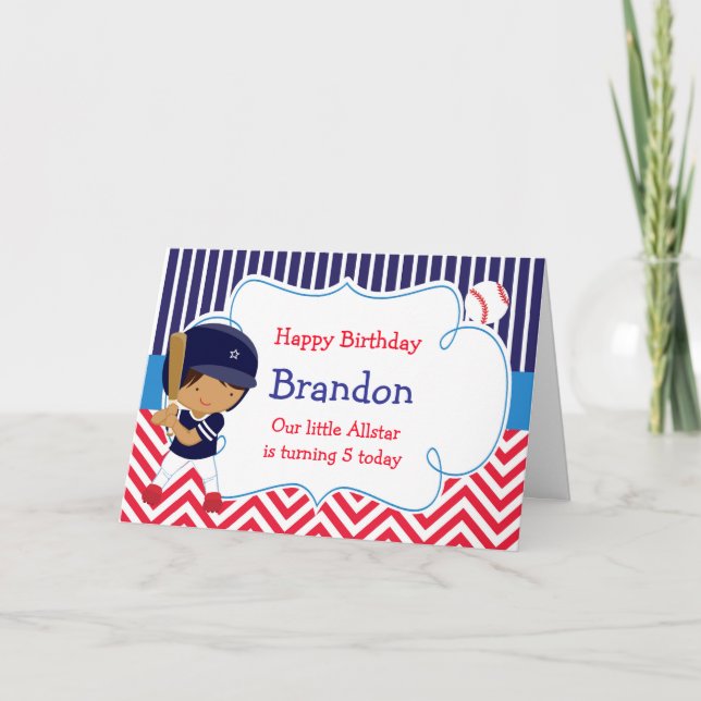 Baseball Niedlich American Boy Geburtstag Karte (Vorderseite)