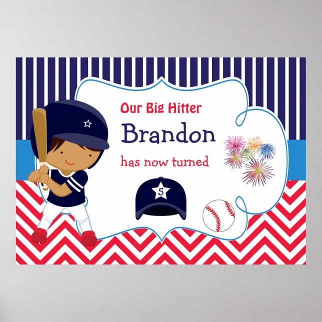 Baseball Niedlich American Boy Geburtstag Poster (Vorne)