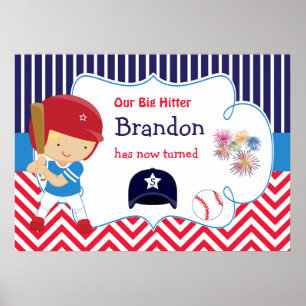 Baseball Niedlich Blonde Hair Boy Birthday Poster