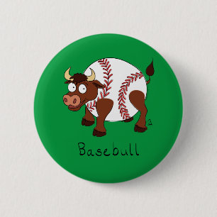 Baseball Niedlich Kids Cartoon Bull Button