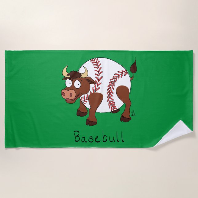 Baseball Niedlich Kids Cartoon Bull Strandtuch (Vorderseite)