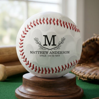 Baseball Nom de motif de balle de golf personnalisé Monogra
