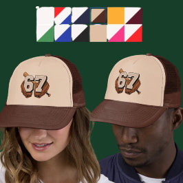 Baseball Number 67 Vintage Glove Bat Trucker Hat Truckerkappe