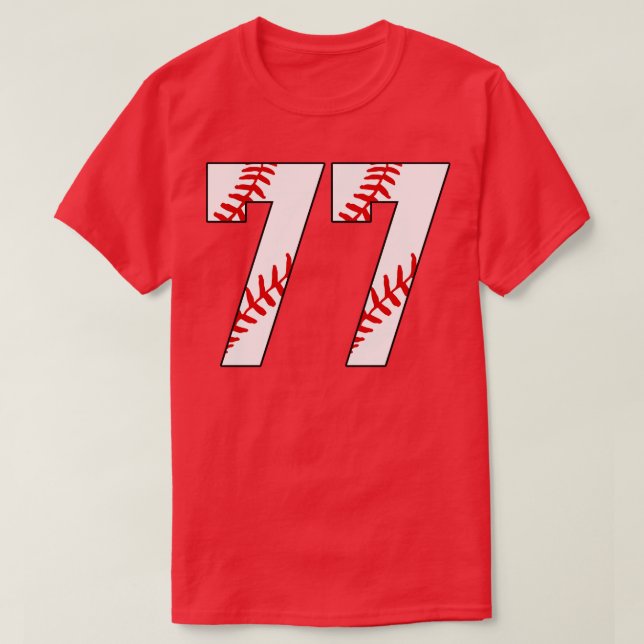 Baseball Number 77 77 Baseball Jersey Favorite Pl T-Shirt (Design vorne)