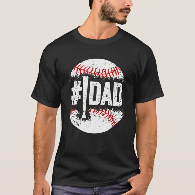 Baseball Nummer eins Daddy Son Baseball Vater's Da T-Shirt (Vorderseite)