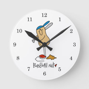Baseball-Nuss-T-Shirts und Geschenke Runde Wanduhr
