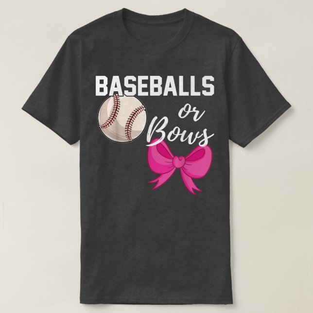 Baseball oder Bows Funny Gender Reveal Blue Pink M T-Shirt (Design vorne)