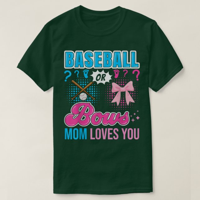 Baseball oder Bows Mama Lieben Sie Geschlecht offe T-Shirt (Design vorne)