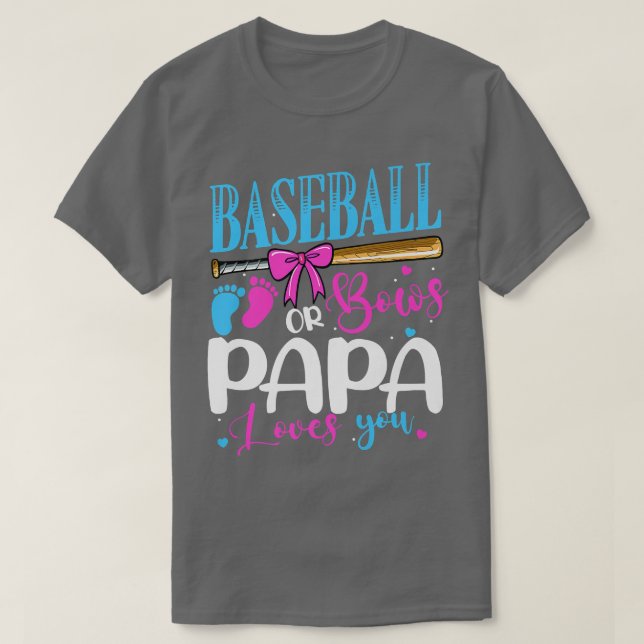 Baseball oder Bows Papa Lieben Pink oder Blue Gend T-Shirt (Design vorne)