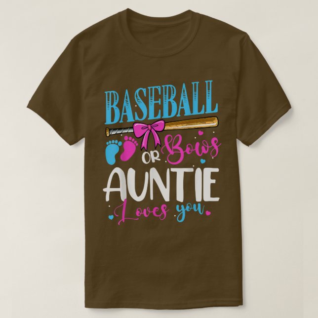 Baseball oder Bows Tante Lieben Sie rosa oder blau T-Shirt (Design vorne)
