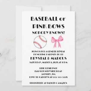 Baseball oder rosa Schleifen - Geschlechtsenthüllu Einladung