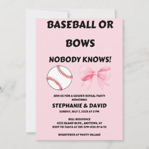 Baseball oder rosa Schleifen - Geschlechtsenthüllu Einladung