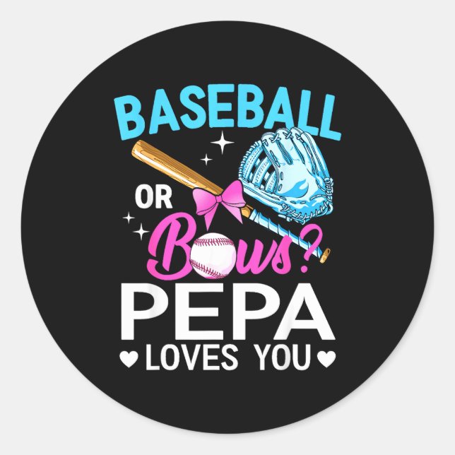 Baseball oder Schleifen pepa liebt Geschlecht enth Runder Aufkleber (Vorderseite)